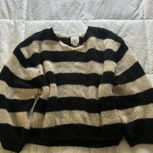Billabong Black and Cream Striped Sweater